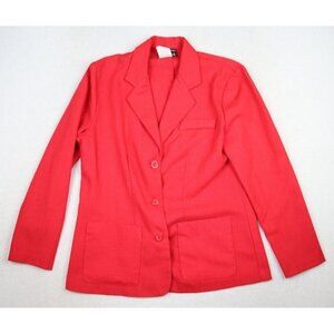 VINTAGE WOMEN'S RED UNLINED OVERSIZED BLAZER JACKET - BRELI ORIGINALS - 6